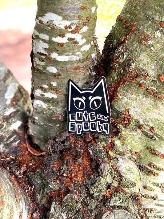 Cute and Spooky Cat Vinyl Sticker
