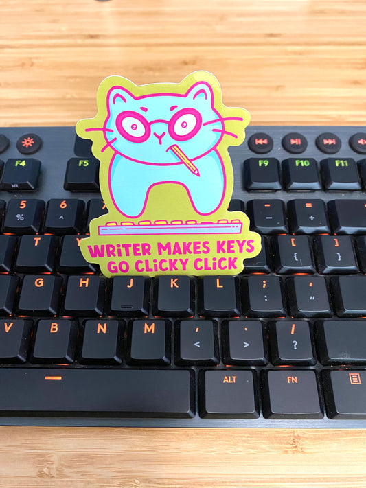 Writer Cat Vinyl Sticker