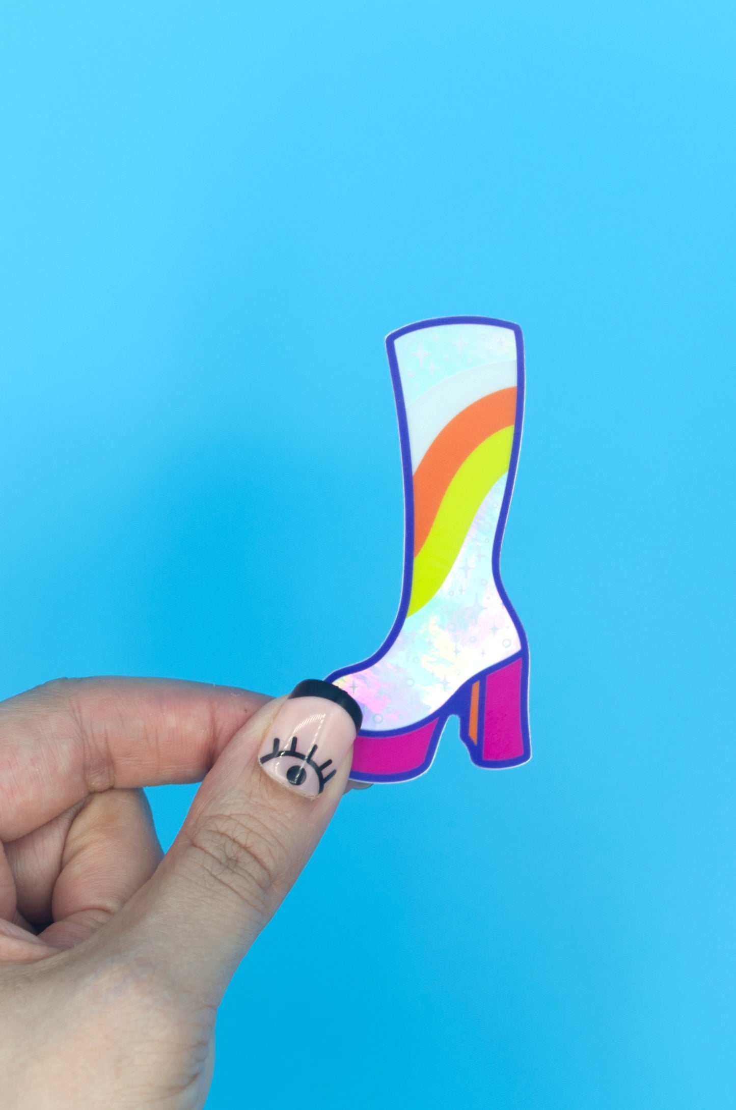 Rainbow Gogo Boots Holographic Vinyl Sticker