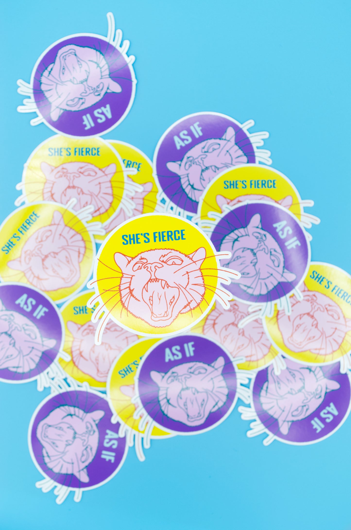 She's Fierce Mad Cat glossy vinyl sticker