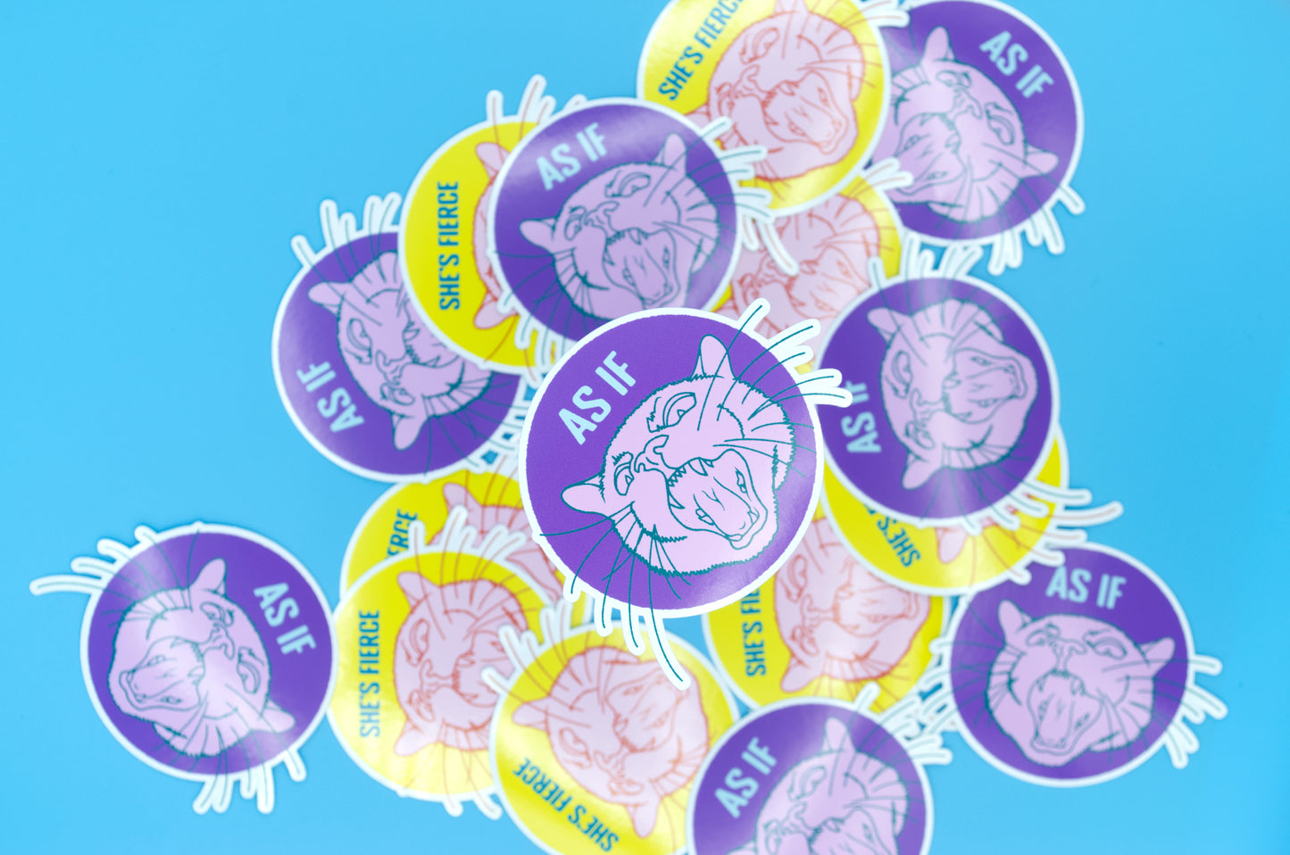 As If Mad Cat glossy vinyl sticker