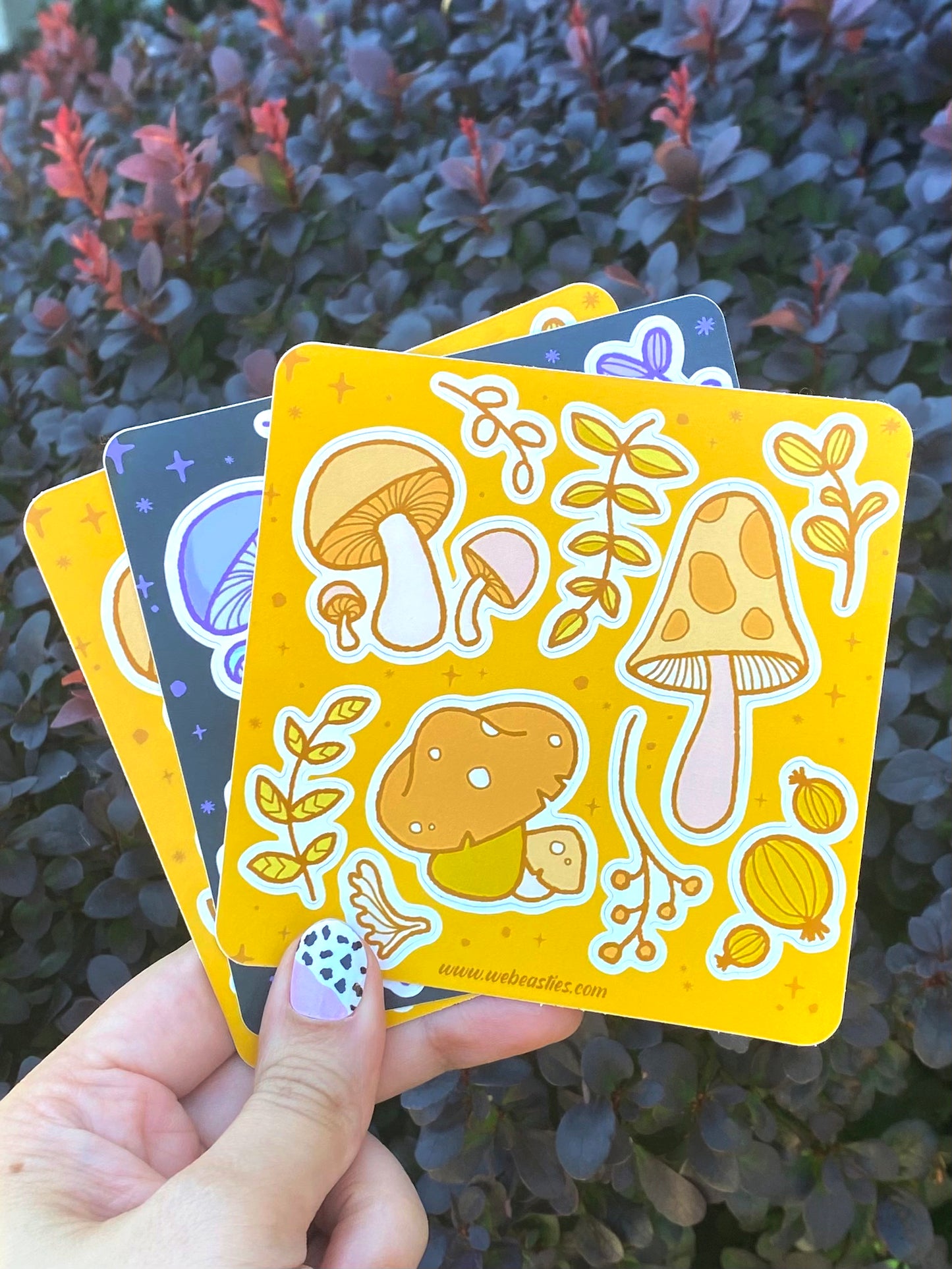 Yellow Mushrooms and Plants Autumn Vibes Sticker Sheet