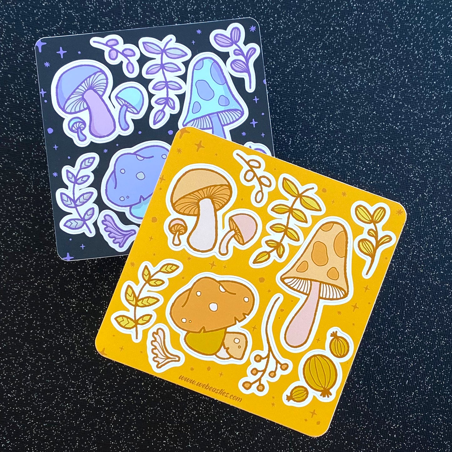 Yellow Mushrooms and Plants Autumn Vibes Sticker Sheet