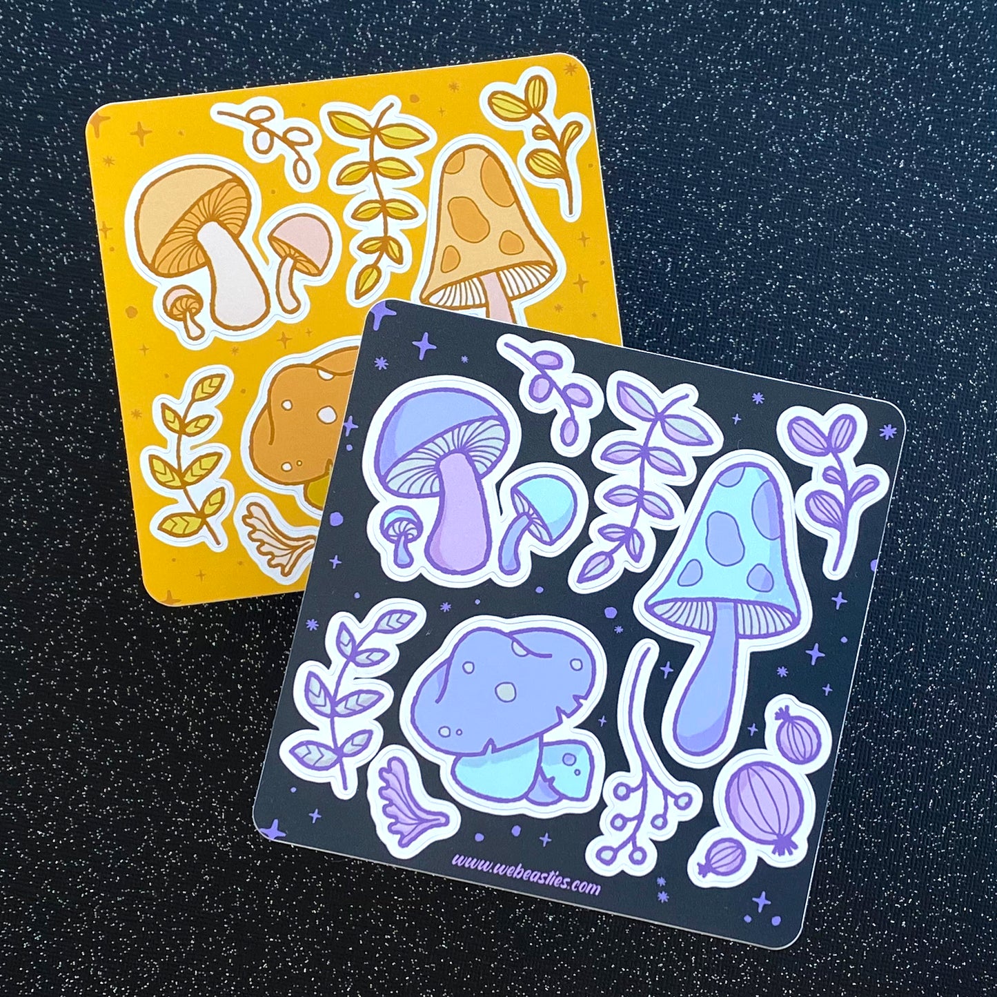 Purple Mushrooms and Plants Autumn Vibes Sticker Sheet