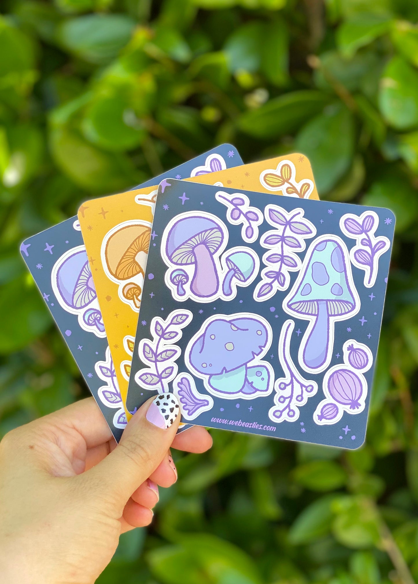 Purple Mushrooms and Plants Autumn Vibes Sticker Sheet