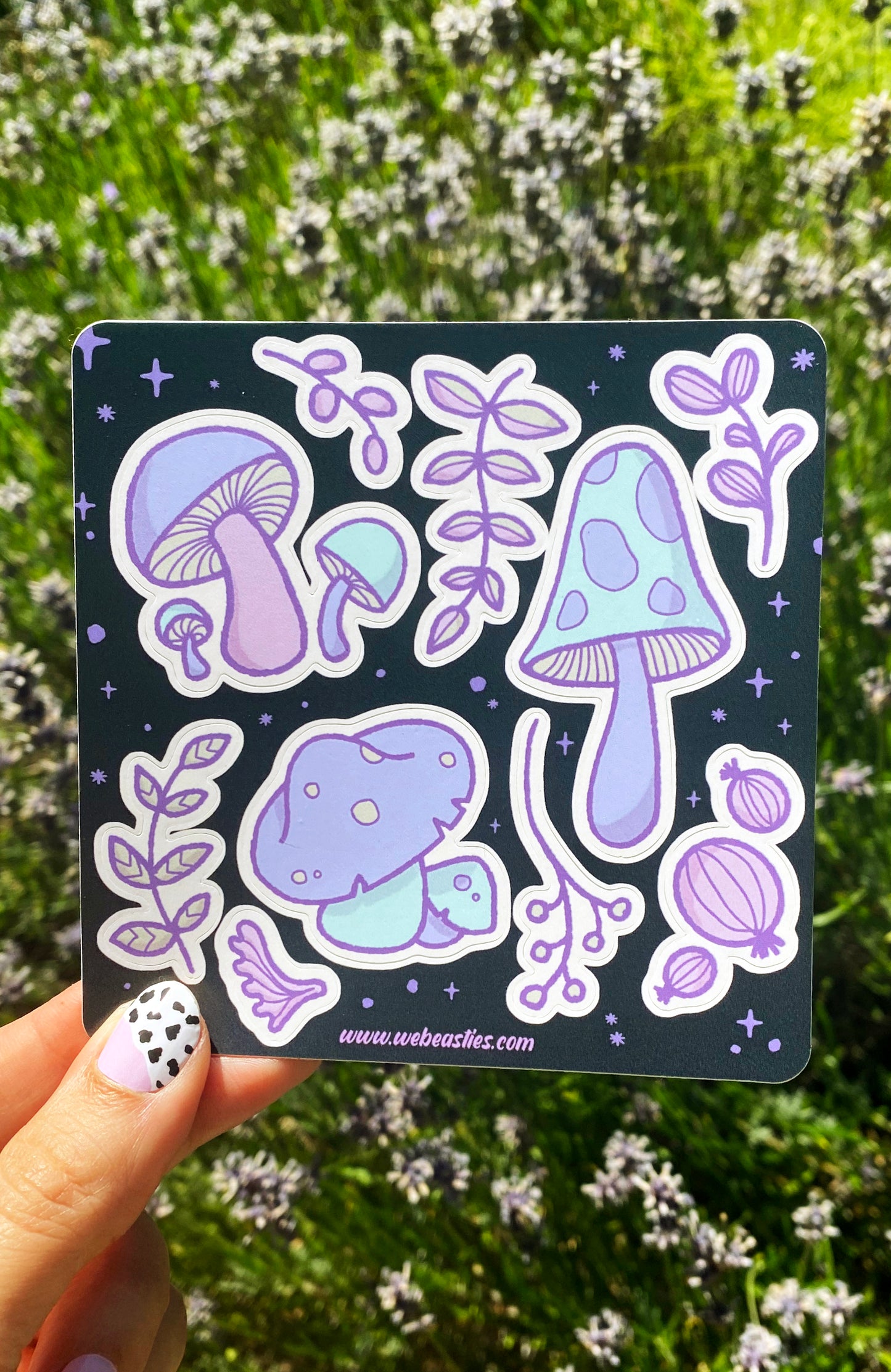 Purple Mushrooms and Plants Autumn Vibes Sticker Sheet