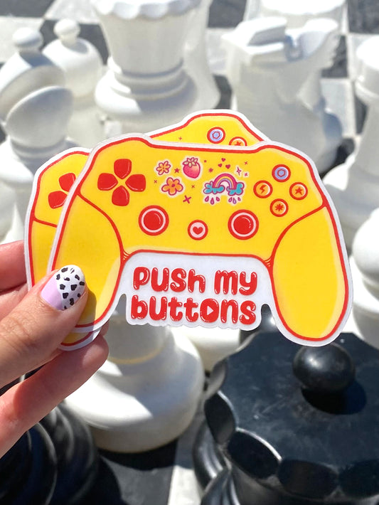 Push My buttons Cute Video Game Controller Transparent Vinyl Sticker