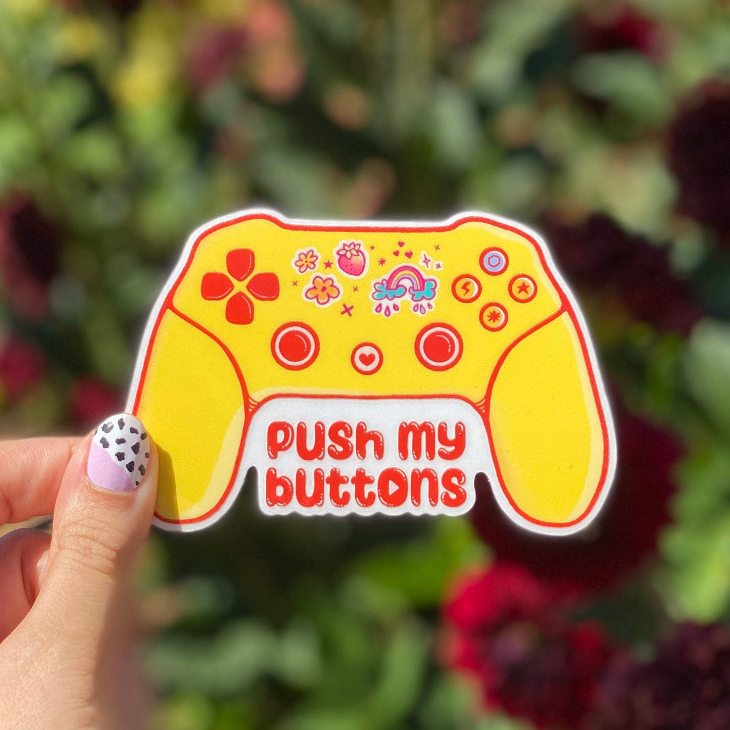 Push My buttons Cute Video Game Controller Transparent Vinyl Sticker