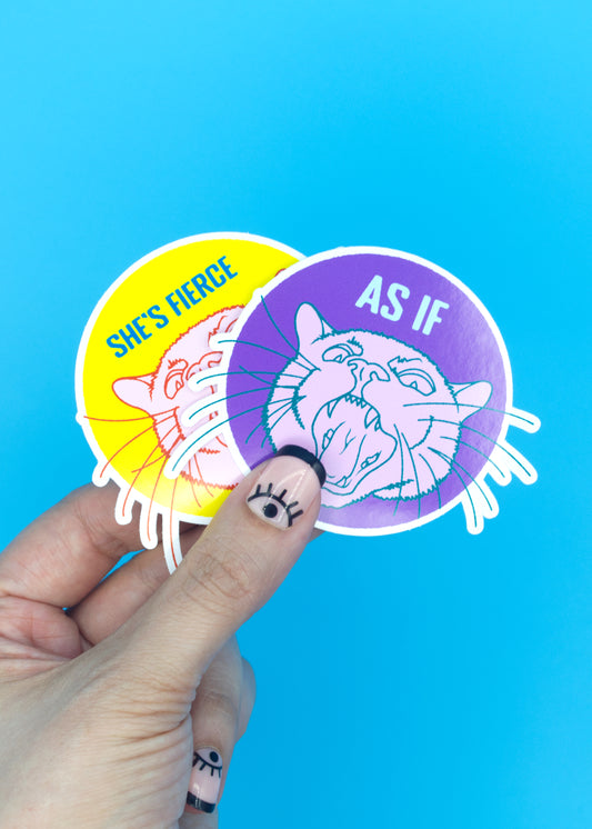 As If Mad Cat glossy vinyl sticker