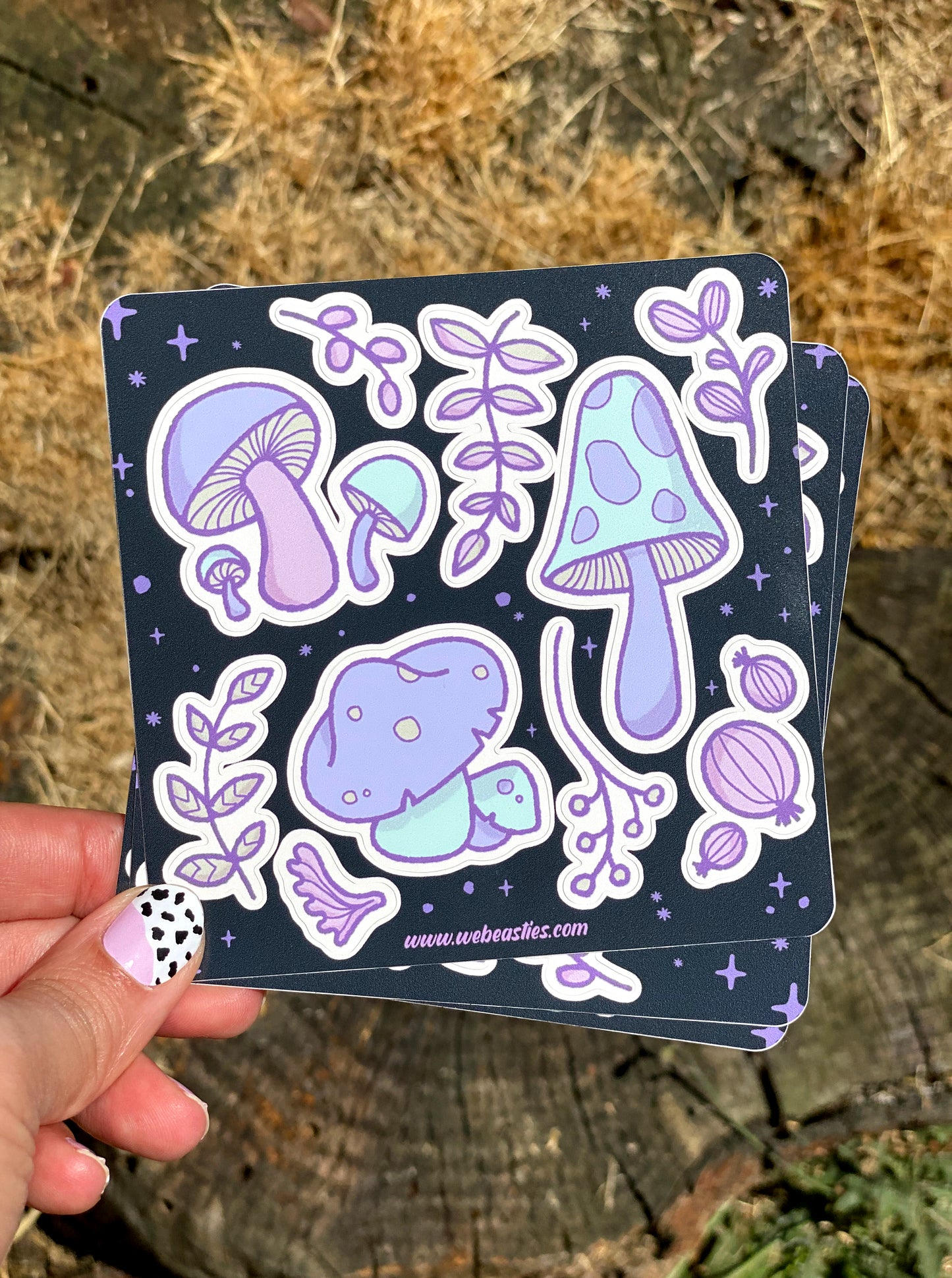 Purple Mushrooms and Plants Autumn Vibes Sticker Sheet