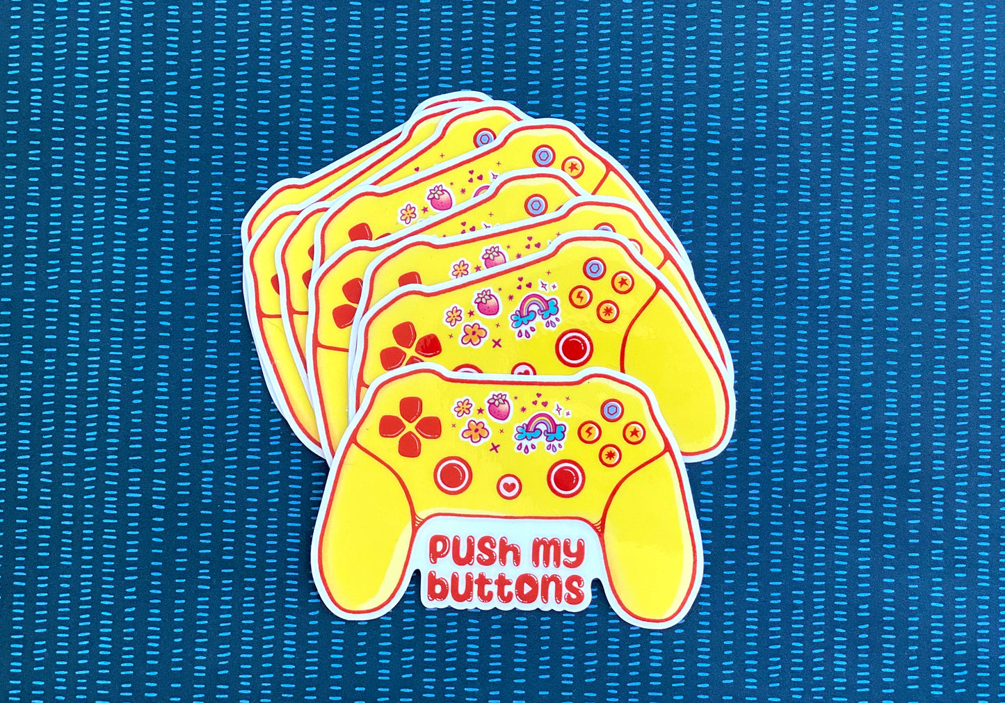 Push My buttons Cute Video Game Controller Transparent Vinyl Sticker