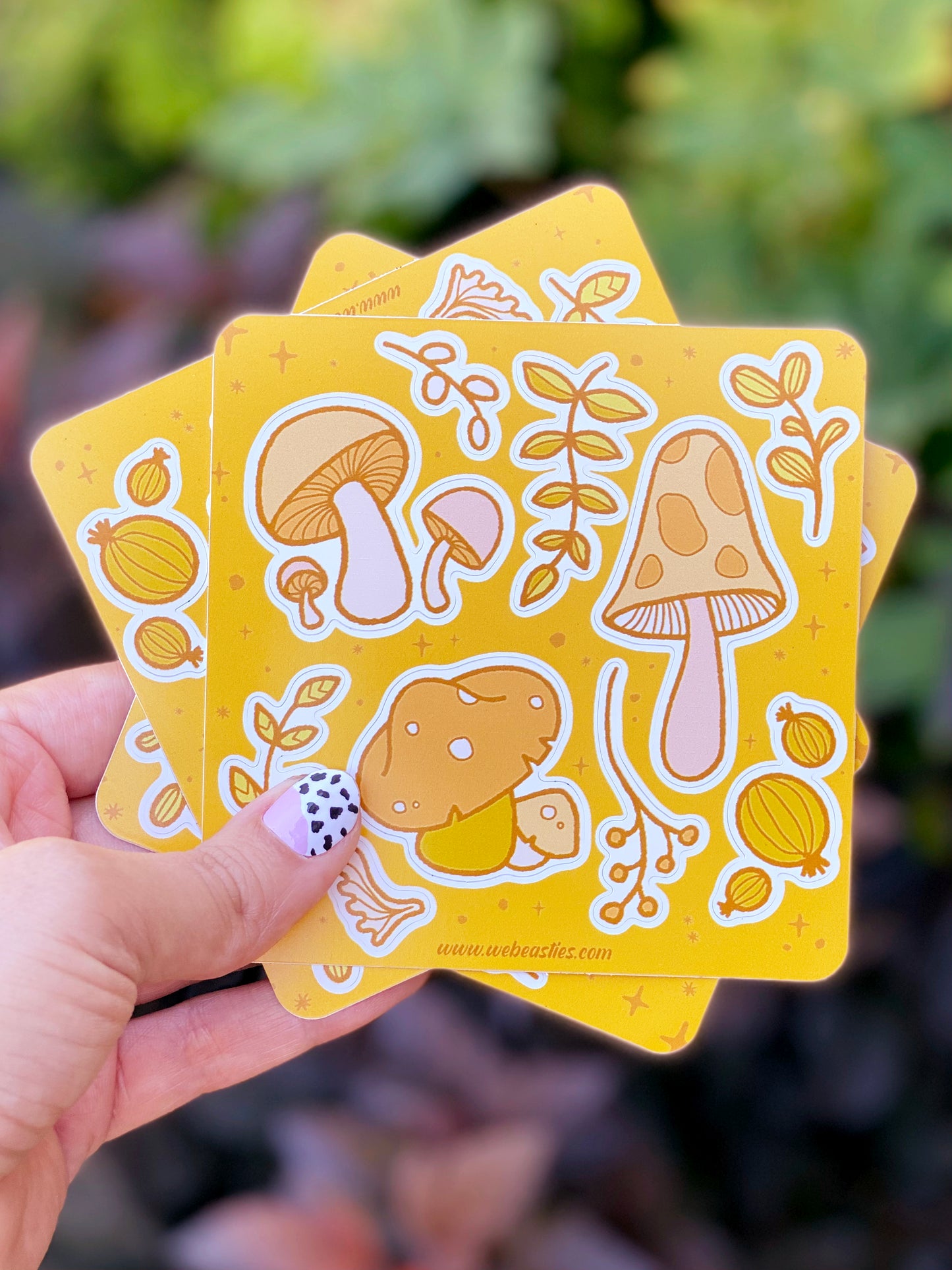 Yellow Mushrooms and Plants Autumn Vibes Sticker Sheet