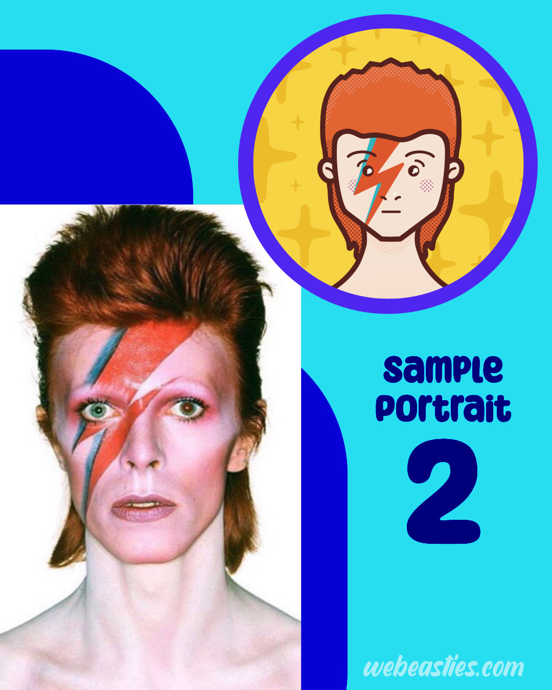 A sample profile picture featuring David Bowie with a lightning bolt painted on his face.