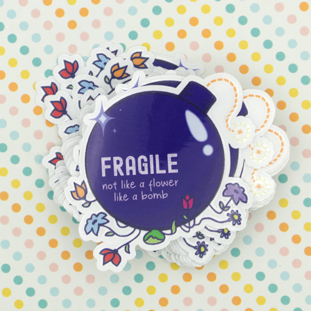 Fragile Like a Bomb Transparent Vinyl Sticker