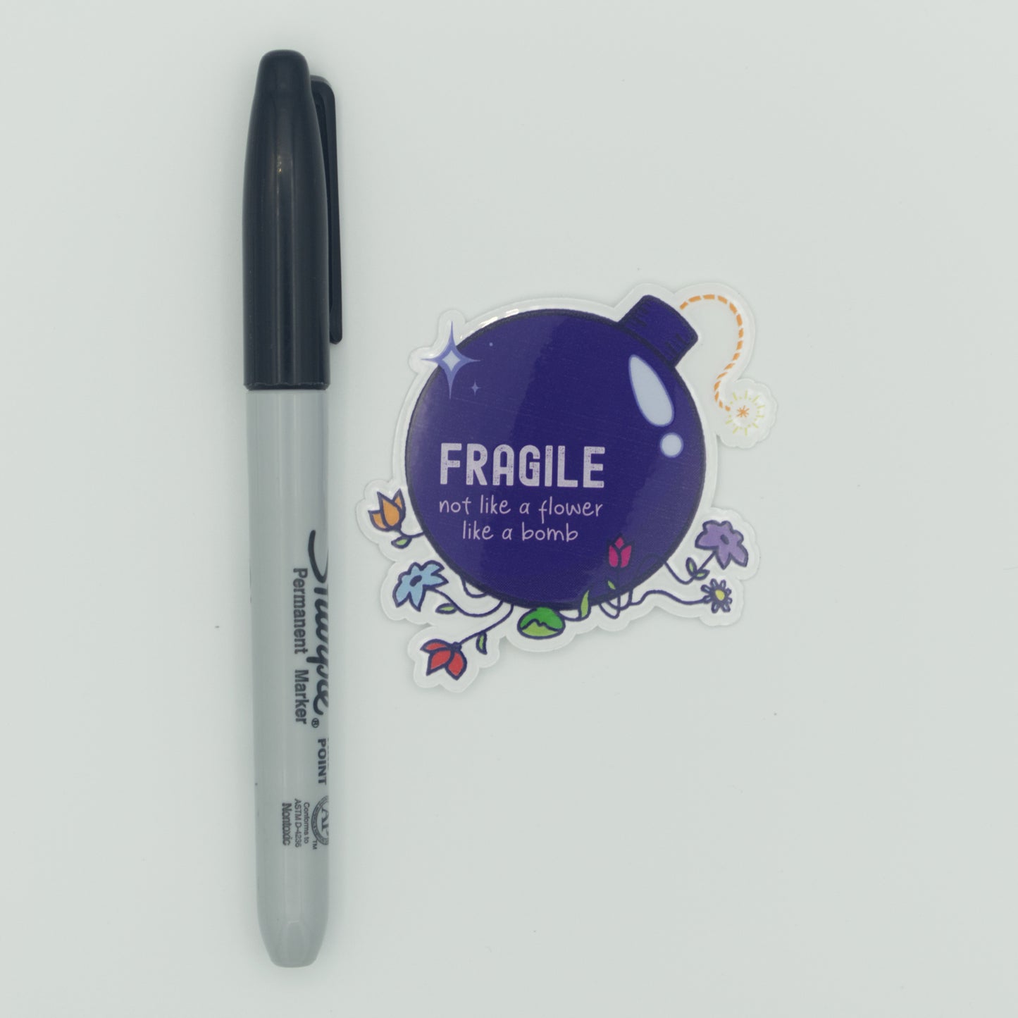 Fragile Like a Bomb Transparent Vinyl Sticker